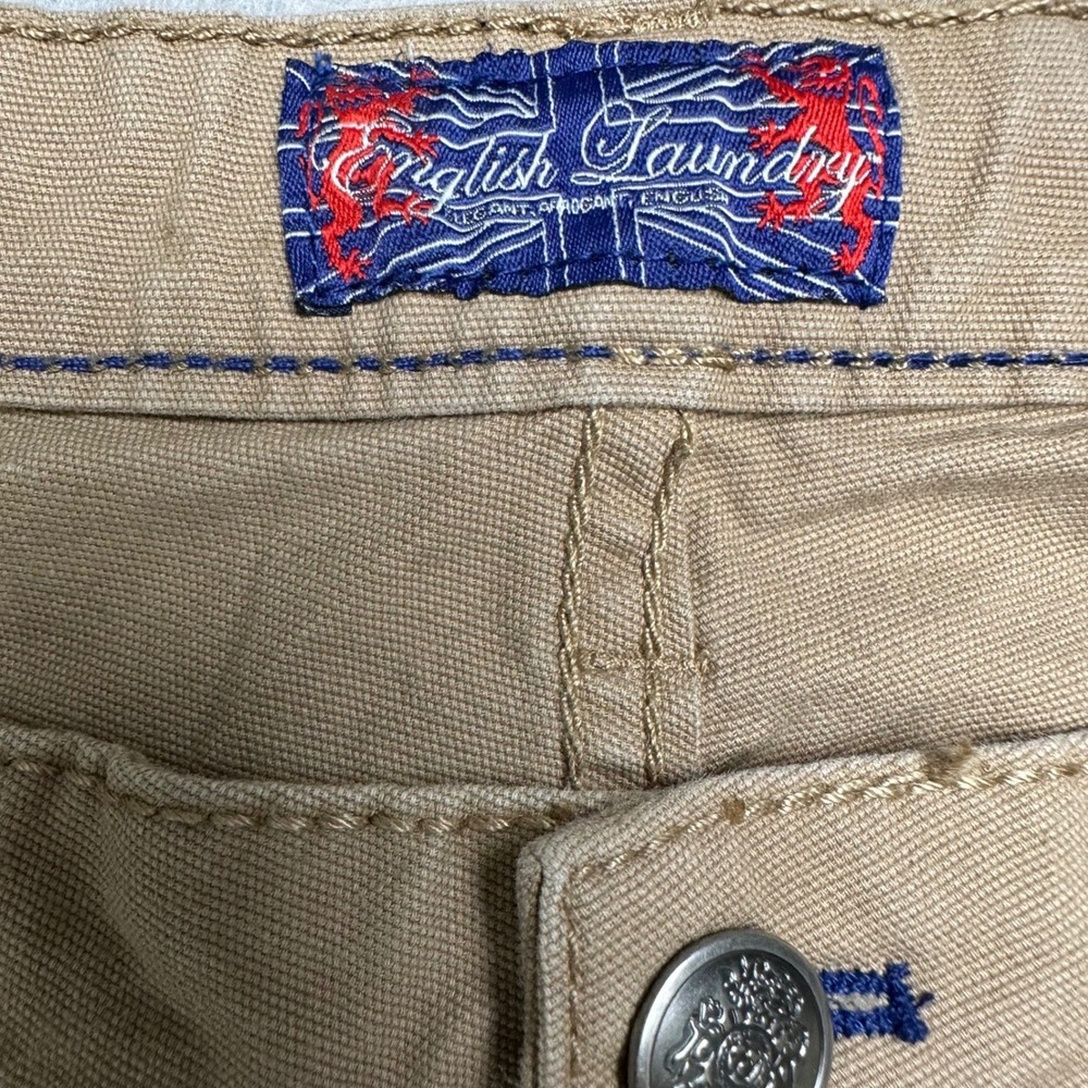 English Laundry Pants Mens 34x32 Tan Khaki Straight Leg Stretch Chinos - Picture 3 of 11